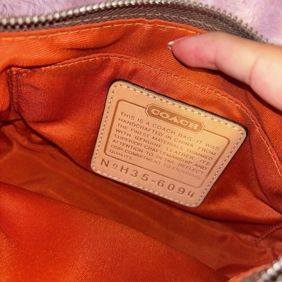 Vintage Coach  Signature Demi Mini Bag Tan Canvas Leather Y2K Shoulder Bag Brown - Picture 4 of 4